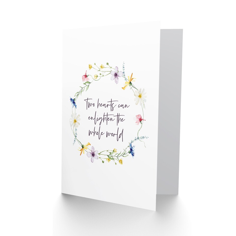 image 1 of Wedding Card Marriage Poem Two Hearts K Aumann Quote Floral