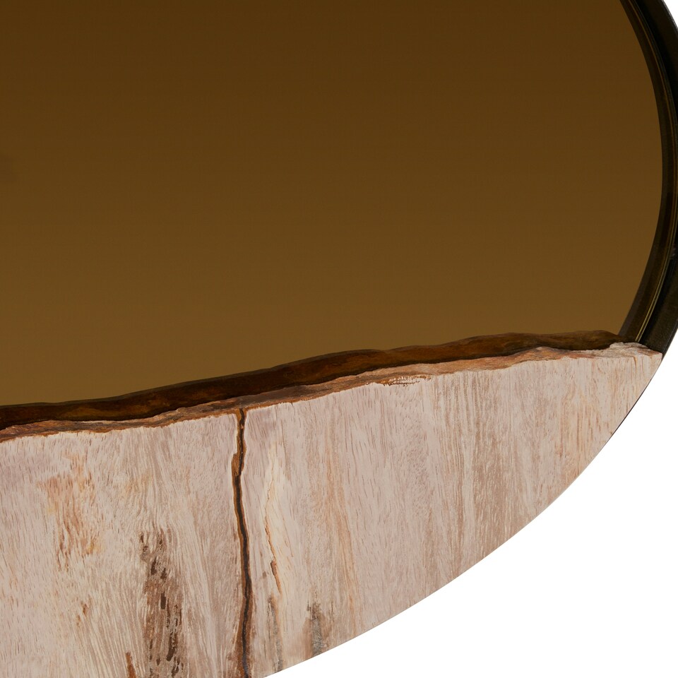 image 1 of Interiors by Premier Petrified Wood Tile Large Round Mirror Gold