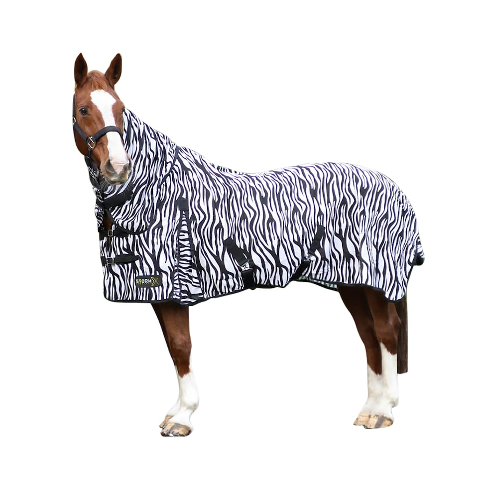 image 1 of Hy StormX Original Zebra Print Fly Rug - Black/White - 6ft 6in
