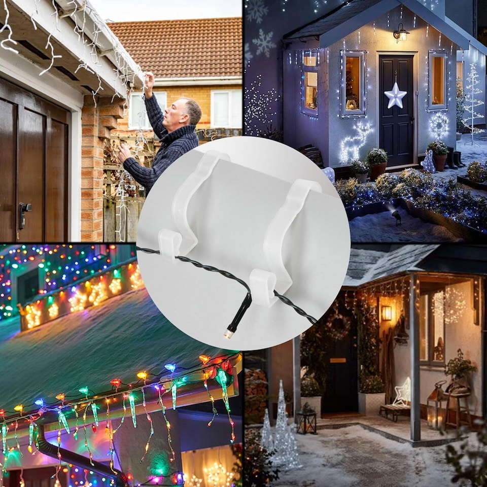 image 1 of 16Pcs Large Gutter Hooks Clear - Blend Seamlessly for Outdoor Use