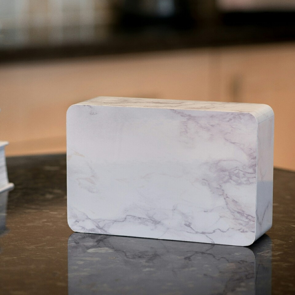 image 1 of Gingko Design Brick Click Clock Marble with White LED