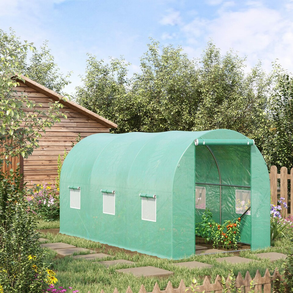 image 1 of Outsunny Greenhouse Polytunnel Walk-in Flower Plant Steel 4 x 2 M Outdoor