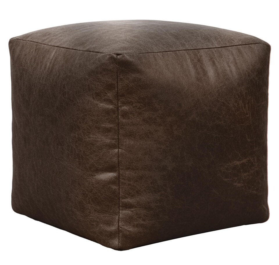 image 1 of Cube Shape PU Leather Footstool Bean Bag (Chocolate,40x40x40cm)