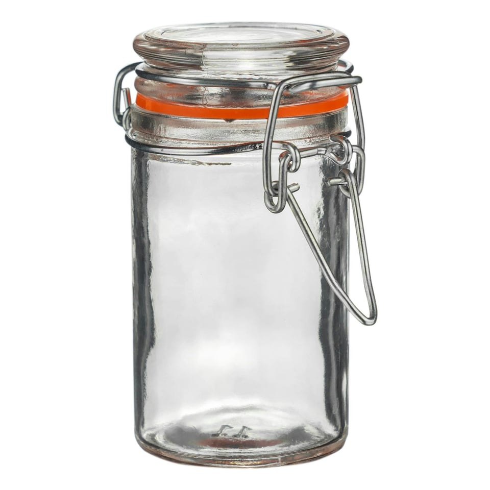 image 1 of Argon Tableware Glass Storage Jars - 70ml - Orange Seal - Pack of 6