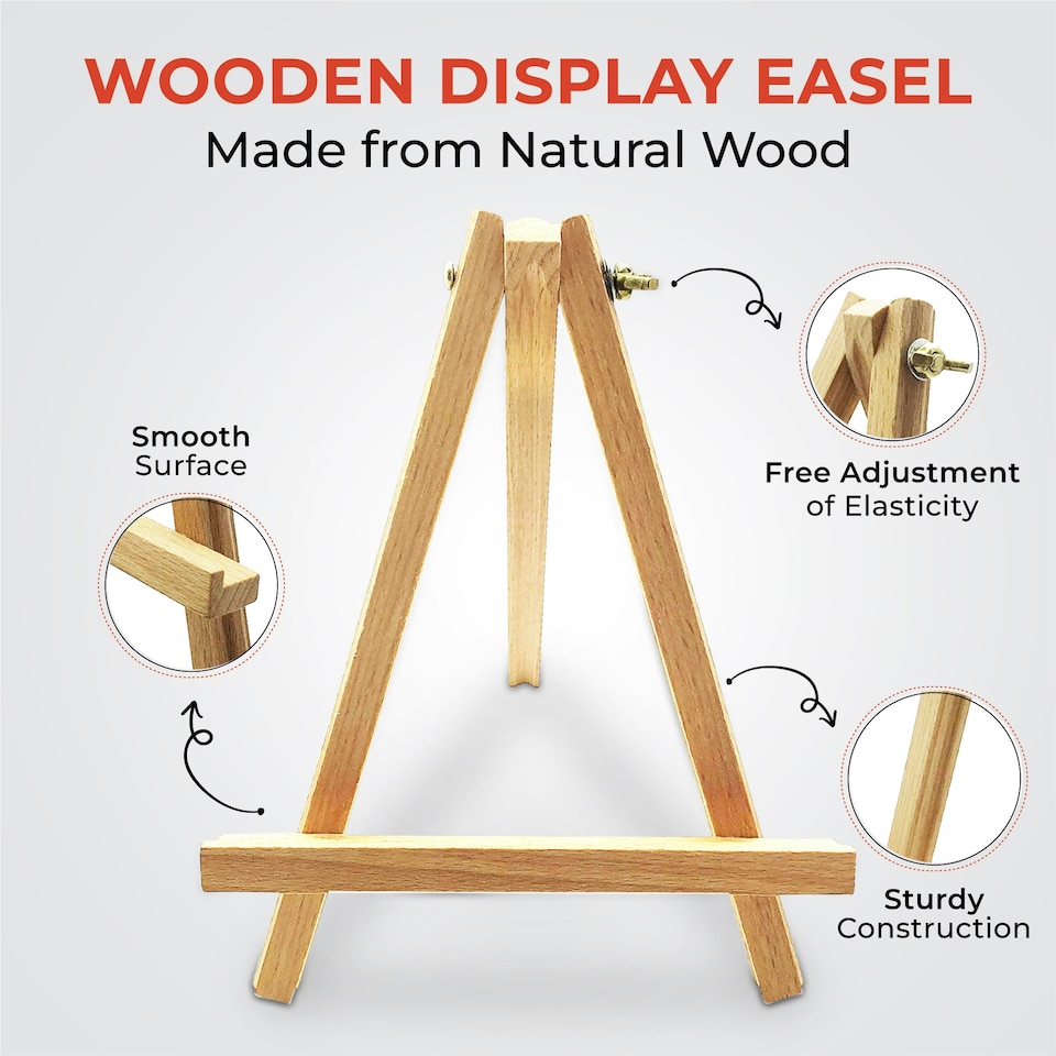 image 1 of 10 x 23cm Wooden Display Easel - Poster Canvas Art, Retail Product Wood Stand