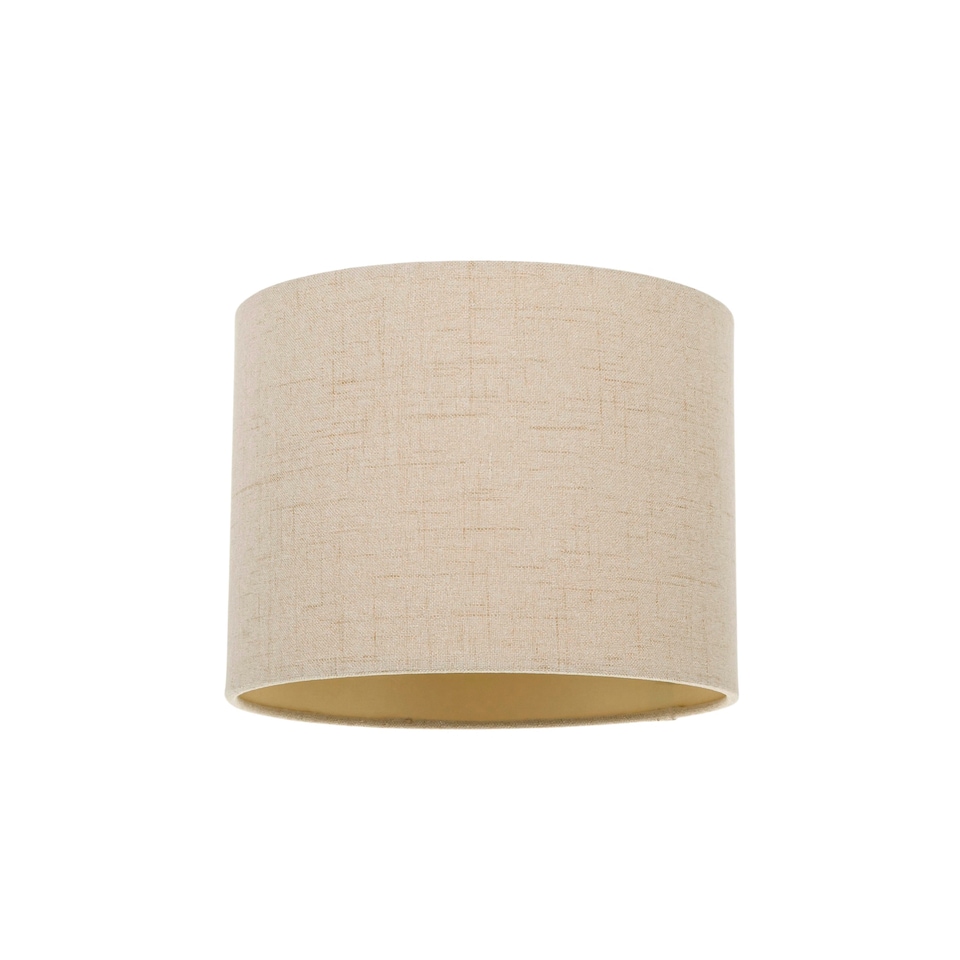 image 1 of Modern Taupe Linen Fabric Small 8 Inch Drum Lamp Shade with Matching Satin Lining | Cream