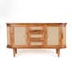 image 5 of Solid Mango Wood Sideboard Buffet Cabinet with Cane Doors & Drawers – Dark Oak Finish Credenza Storage Cabinet, No Veneer Console Table, Fully Assembled with Legs to Attach, Mid Century Modern Furniture