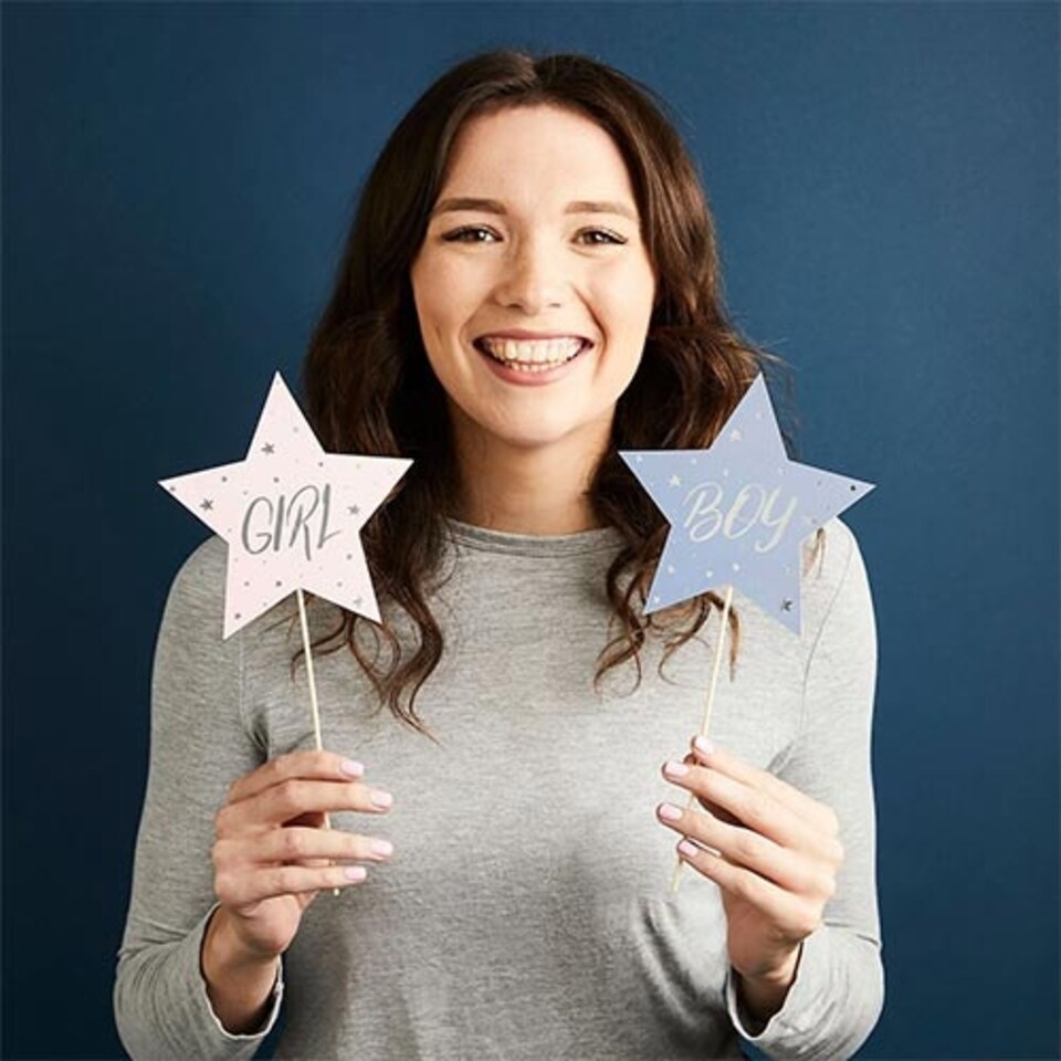 image 1 of Gender Reveal Photo Booth Props - Pack of 10