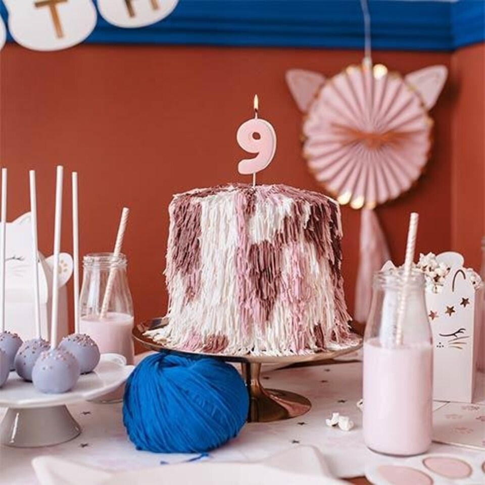 image 1 of Pastel Pink Number 9 Shaped Candle 5.5cm