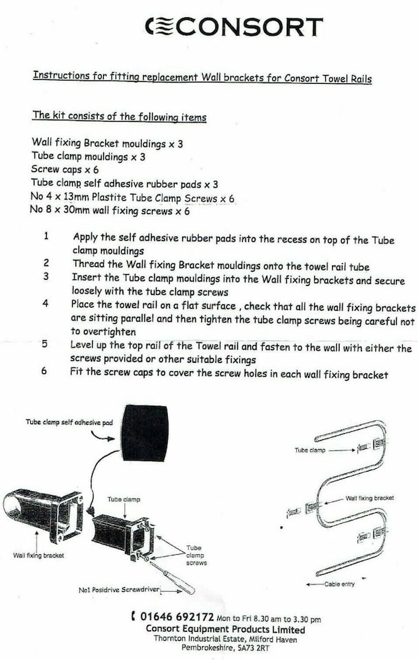 image 1 of Consort Pack of 3 Towel Rail Brackets - White