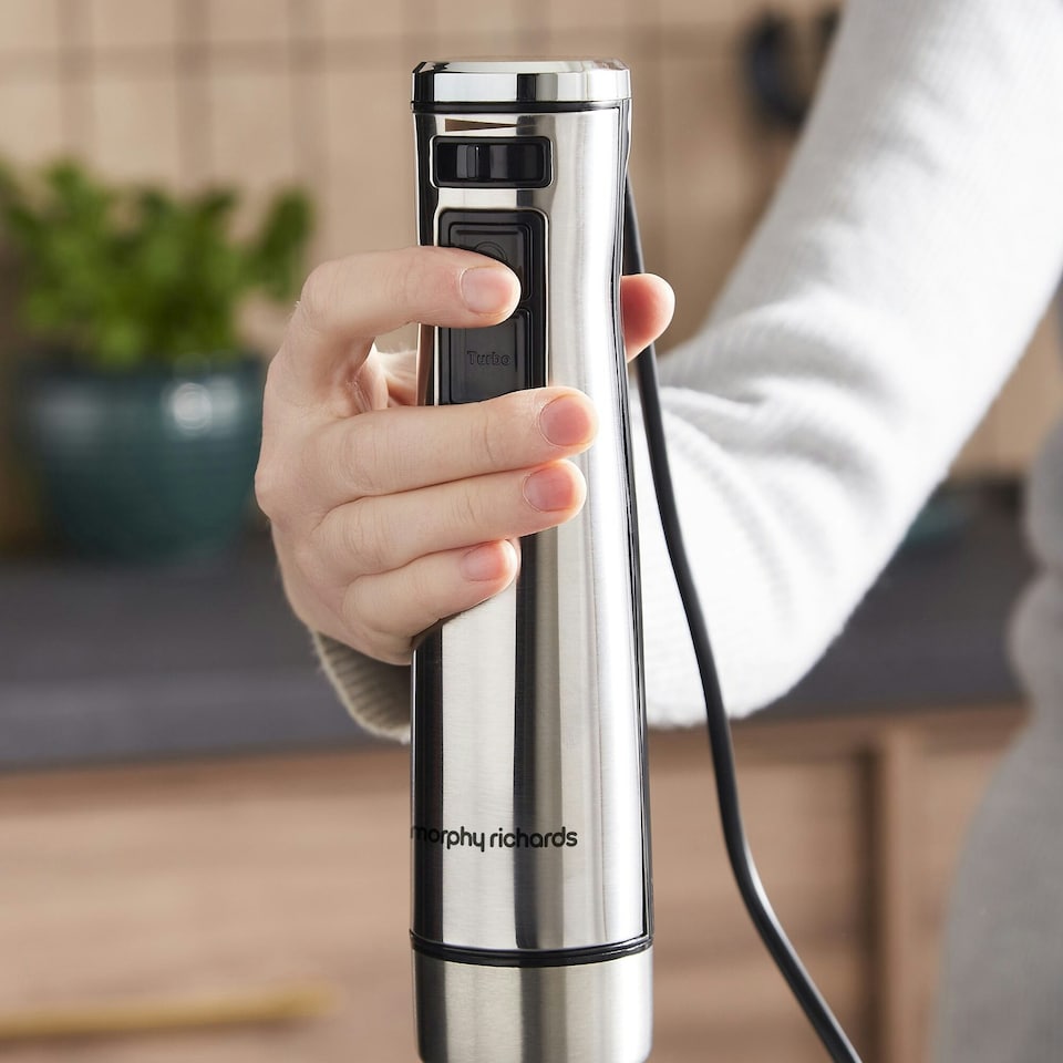 image 1 of Morphy Richards Hand Blender Set with Masher Silver