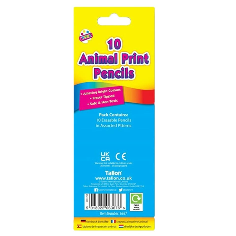image 1 of ArtBox Animal Print Pencil (Pack of 10) - Multicoloured - One Size