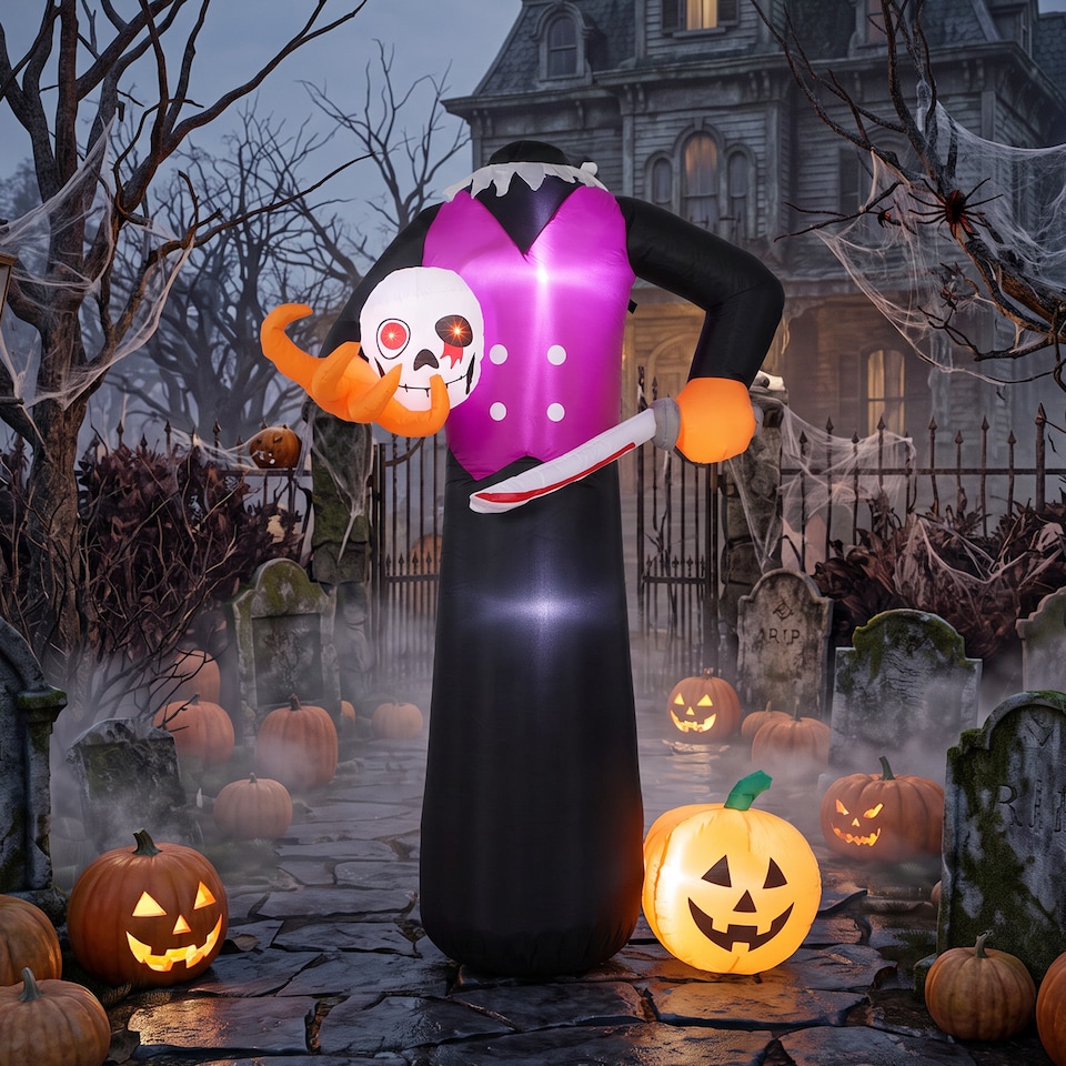 image 1 of Outsunny 6 FT Halloween Inflatable Skeleton, Halloween Headless Skeleton