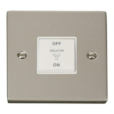 SE HOME Pearl Nickel 10A 3 Pole Fan Isolation Switch White | Pearl Nickel