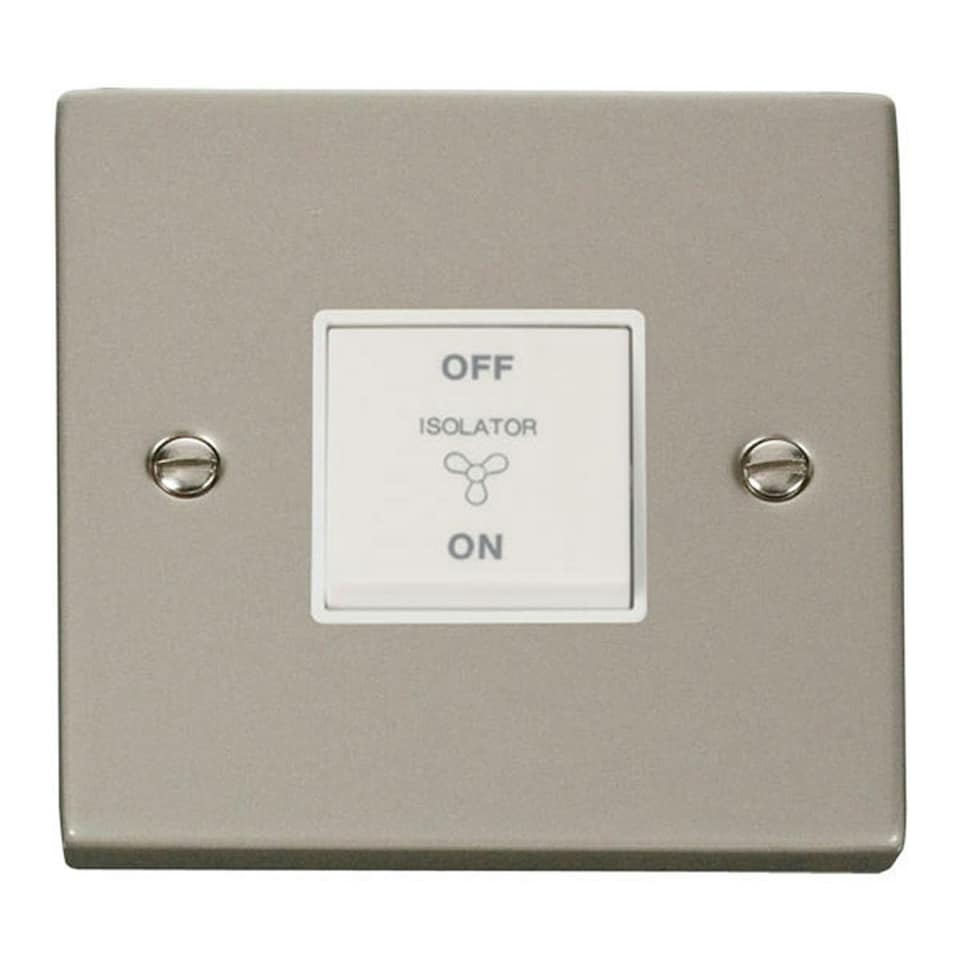 SE HOME Pearl Nickel 10A 3 Pole Fan Isolation Switch White | Pearl Nickel