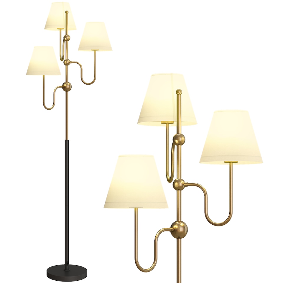 image 1 of HOMCOM 3-Light Floor Lamp, 165 cm Tall Standing Lamp with Foot Switch