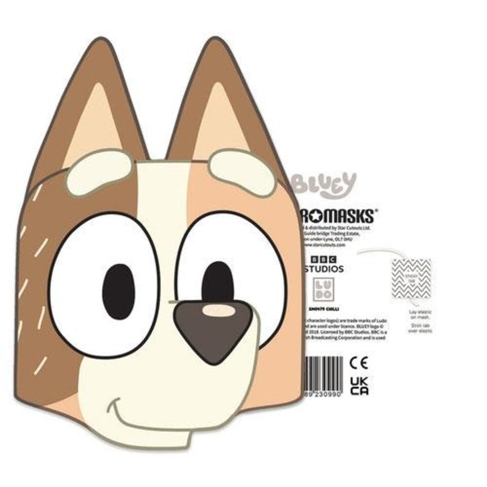 image 1 of Chilli Bluey Cardboard Face Mask Blue