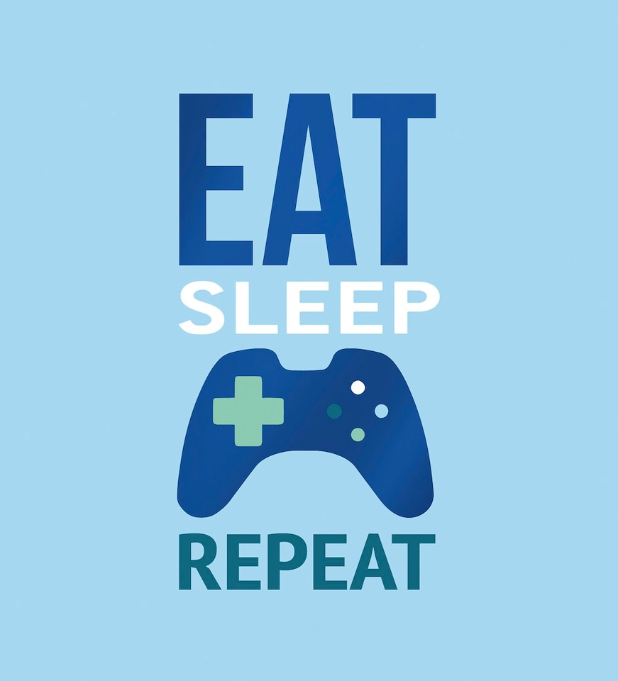 image 1 of Eat Sleep Game Repeat - Funny Father's Day Card