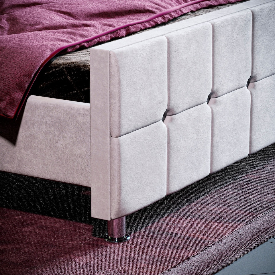 image 1 of Vida Designs Valentina 5ft King Size Bed Fabric Upholstered, Light Grey Velvet, 150 x 200cm