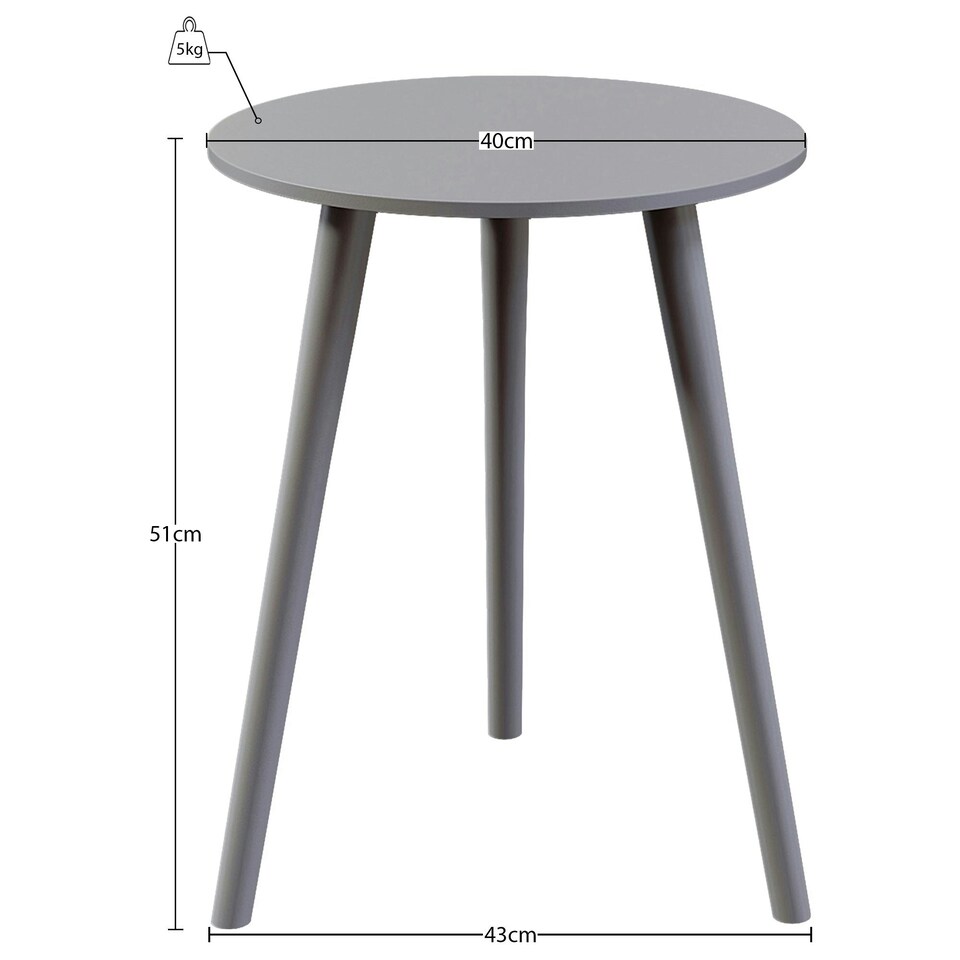 image 1 of Vida Designs Round Side Table Sofa Bedside Coffee Table, Grey
