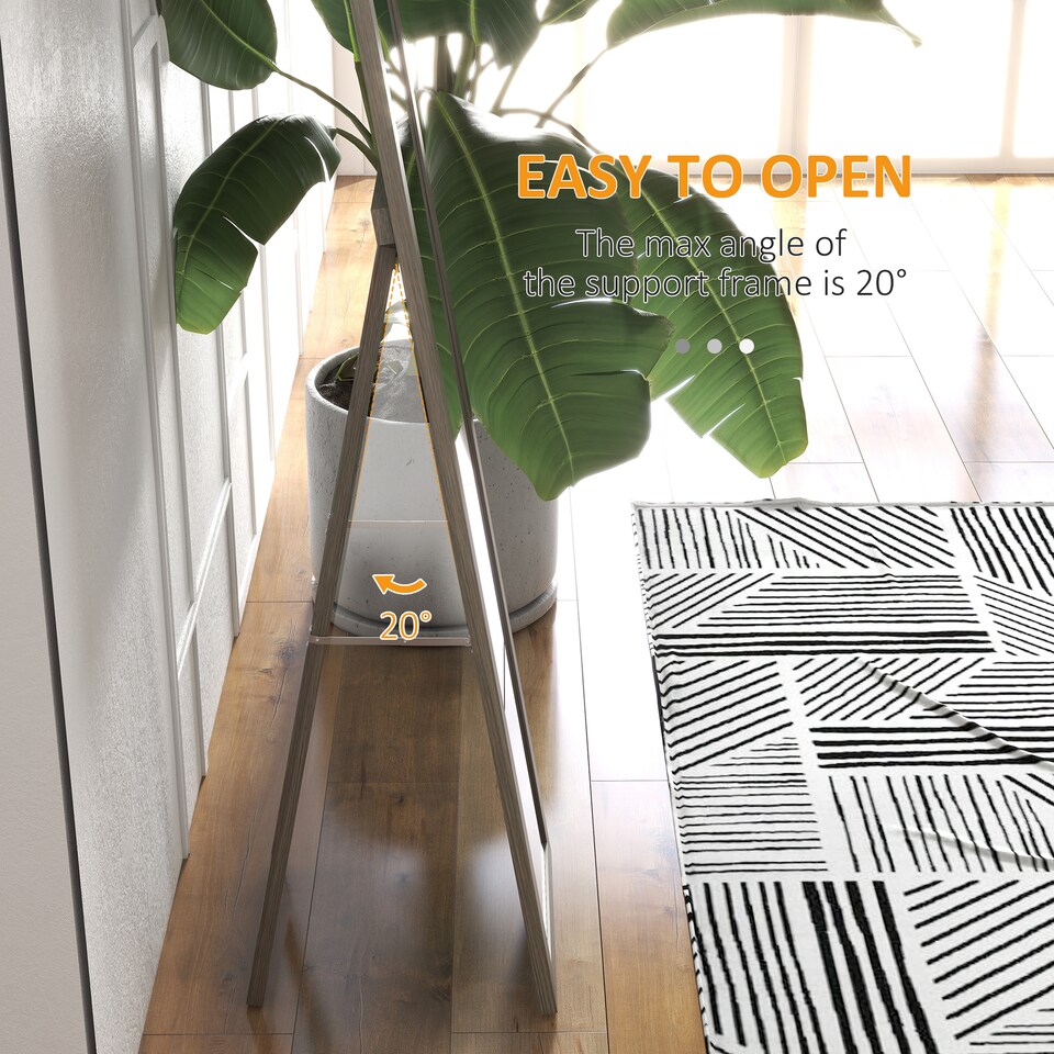 image 1 of HOMCOM Rustic Full Length Mirror, 37  157 cm, Farmhouse Wall Hanging and Freestanding Floor Mirror for Living Room, Bedroom, Grey