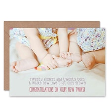 20 Fingers and Toes Baby Twins New Baby Card