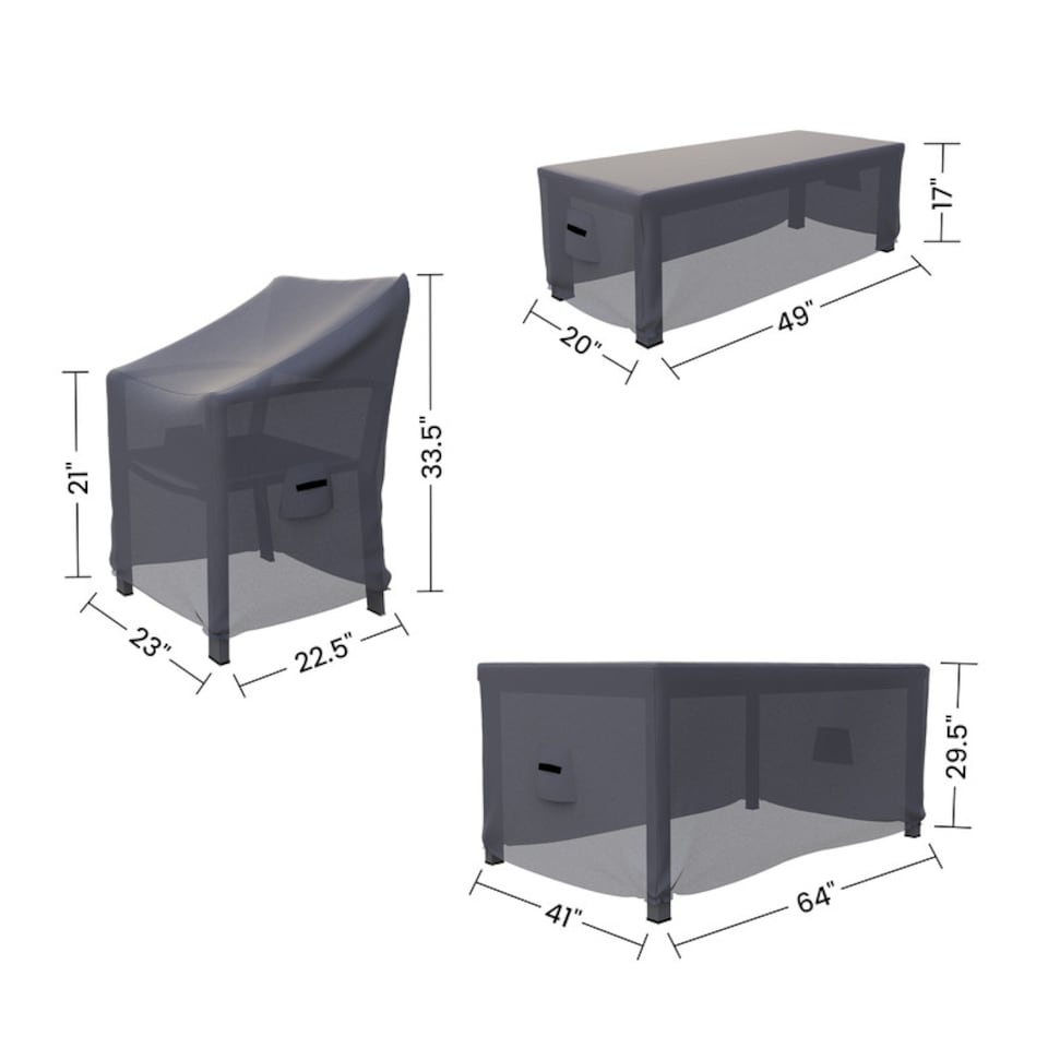 image 1 of Covers and all Travira Outdoor Dining Set Cover for 6-Person Rectangular Patio Dining Set Water-Repellent UV-Resistant Polyester with Tie-Downs, 23 W