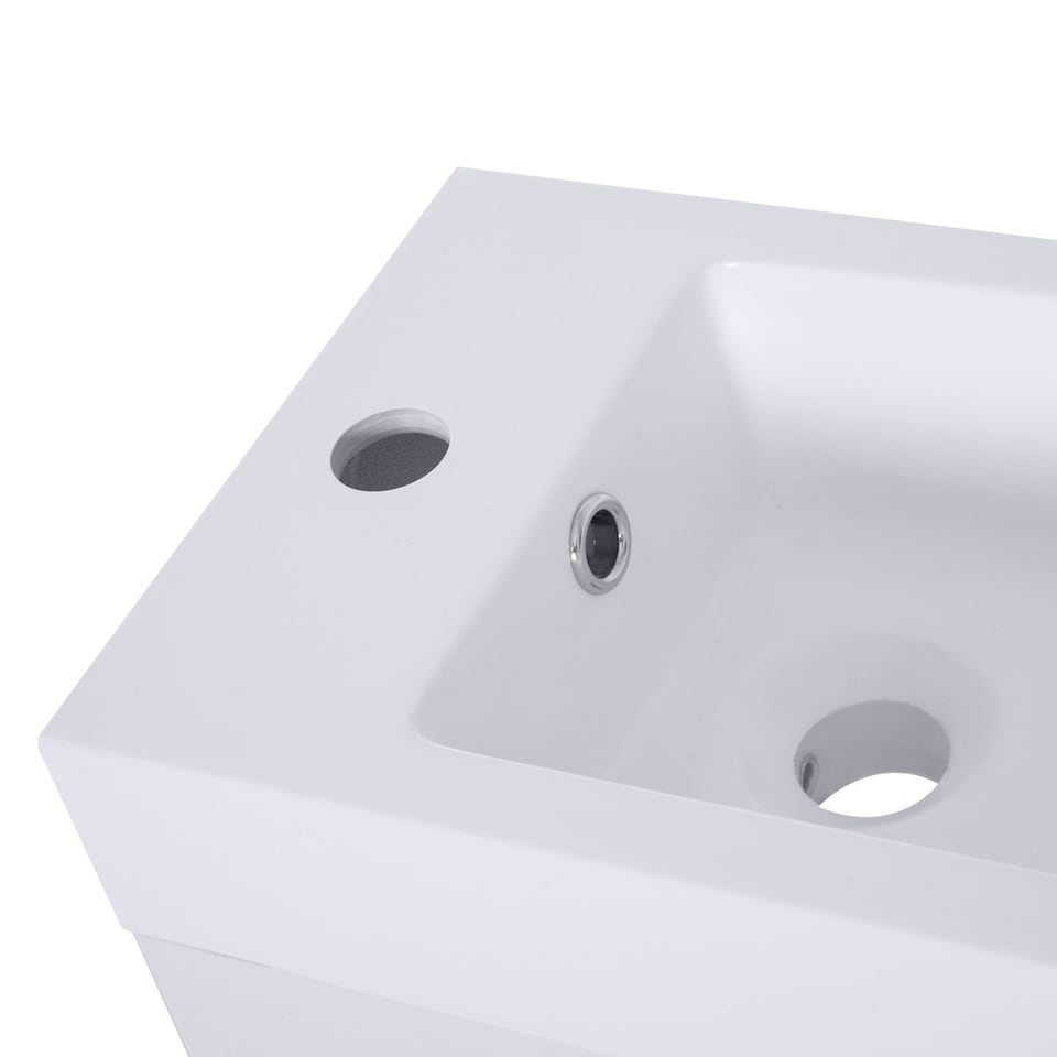 image 1 of kleankin Bathroom Wash Basin Vanity With Ceramic Sink Base Cabinet Two Doors