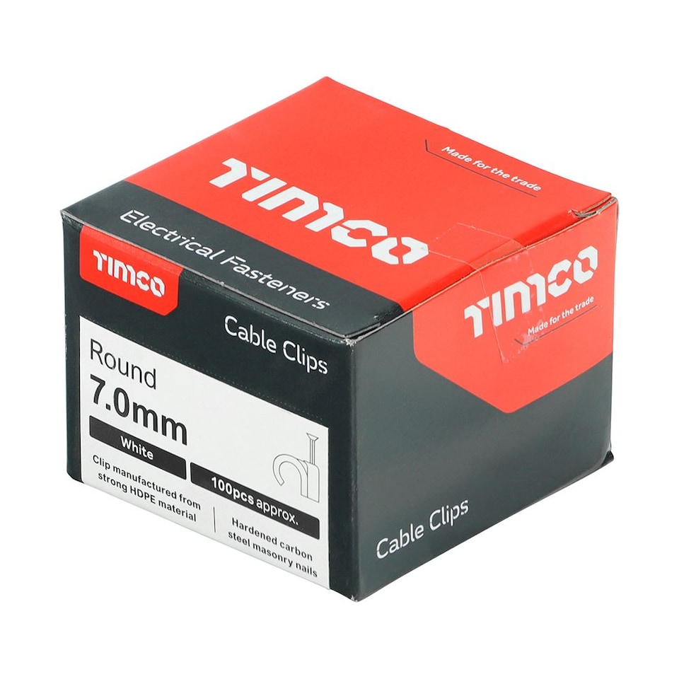 image 1 of Timco - Round Cable Clips - White (Size To fit 7.0mm - 100 Pieces)