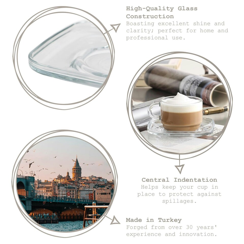image 1 of LAV Cozy Glass Espresso Saucers - 12.5cm - Pack of 6 Clear