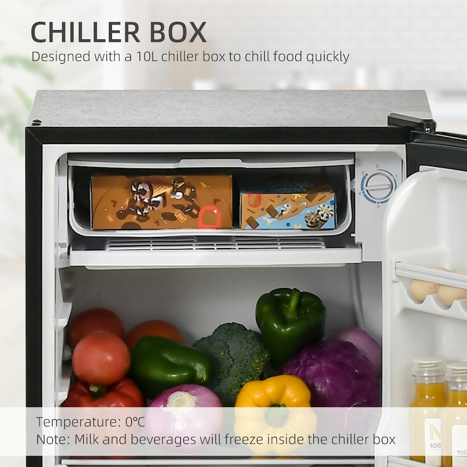 image 1 of HOMCOM 91L Freestanding Under Counter Fridge with Reversible Door