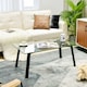 image 8 of COSTWAY Tempered Glass Coffee Table Rectangular Cocktail Table Black