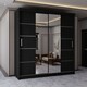 image 2 of Sliding Wardrobes 4U Modern Panelled Mirror Sliding Wardrobe – 120cm to 203cm, White, Black, Grey, Oak | Black | Black 180cm