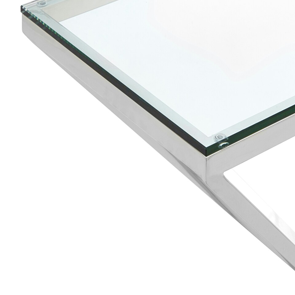 image 1 of Allure Tempered Glass Rectangular Console Table Silver