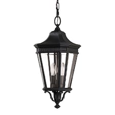 Cotswold Lane 2 Light Medium Outdoor Ceiling Chain Lantern Black, E14