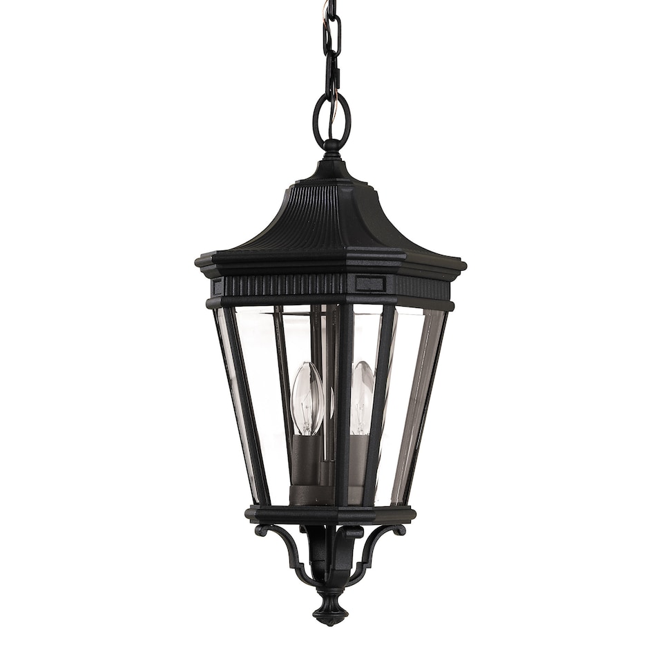 image 1 of Cotswold Lane 2 Light Medium Outdoor Ceiling Chain Lantern Black, E14