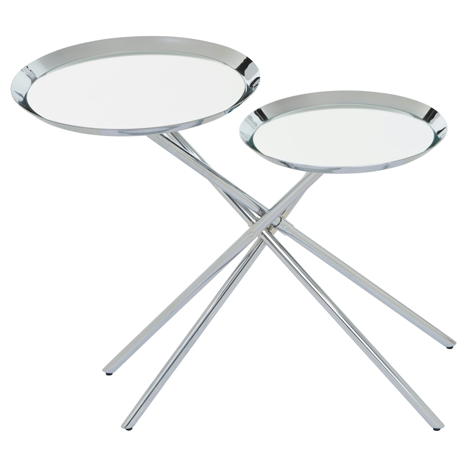 image 1 of Modern Design Side Table, Staggered Mirrored Tabletops Side Table, Versatile Modern Side Table For Lounge Silver