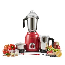 GEEPAS 600W 3-in-1 Mixer Grinder | Stainless Steel Jars, Blades Red