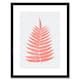 image 1 of Coral Pink Botanical Fern Frond Leaf Plant Lover 9x7" Black Framed Wall Art Print