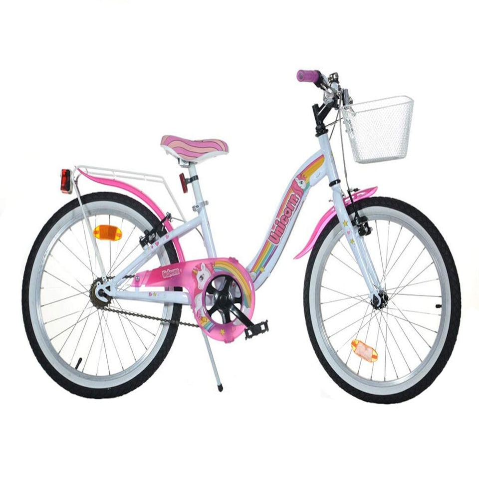 Dino Unicorn Girls Junior 20" Heritage Dutch Style Bicycle, 10" Frame - White