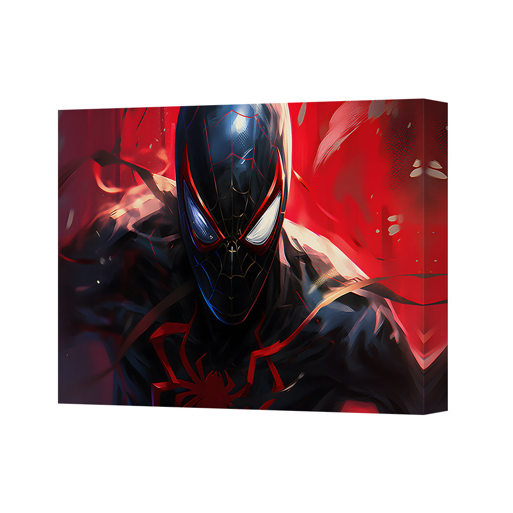 Spider Man Black Suit Canvas Wall Art Miles Morales Print