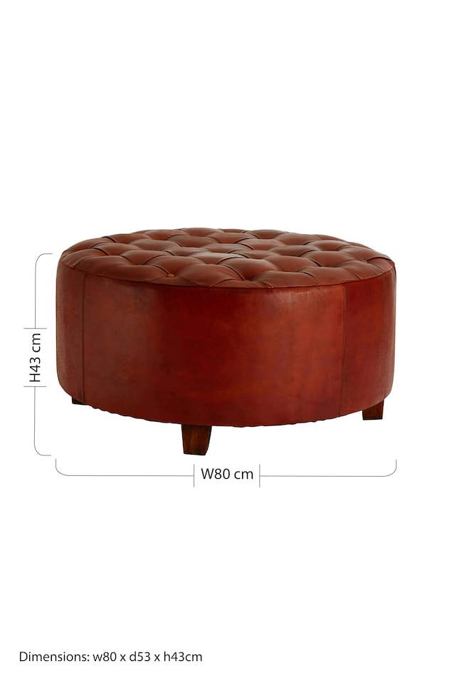image 1 of Elegant Design Round Buttoned Stool, Leather Upholstered Modern Bar Stool, Button Tufted Luxury Bar Stool | Red