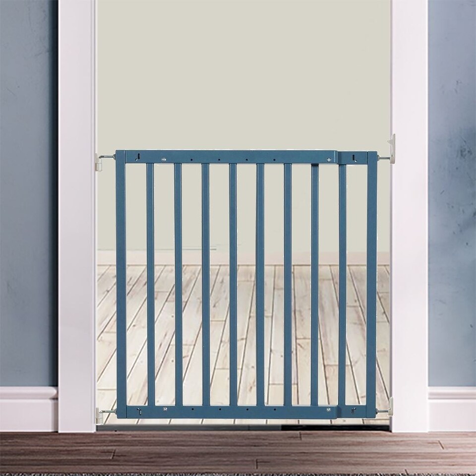 image 1 of Safetots Top of The Stairs Screw Fitted Stair Gate, Azure Blue Wooden, 63.5cm - 105.5cm, Wood Baby Gate, Safety Gate | Blue | 1