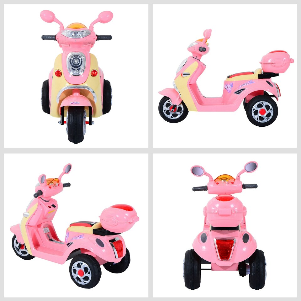 image 1 of HOMCOM Electric Ride on Toy Car Kids Motorbike Children Battery Tricycle Pink