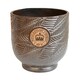image 1 of Kew Leaf Embossed Cork Planter - Ceramic - L18 x W18 x H18 cm - Charcoal Grey