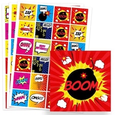 Super Hero 40mm Square Sticker Sheet of 24