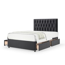 Memory Maestro Memory Foam Graphite Plush Velvet 4 Drawer Divan Set And Lona Headboard Small Double