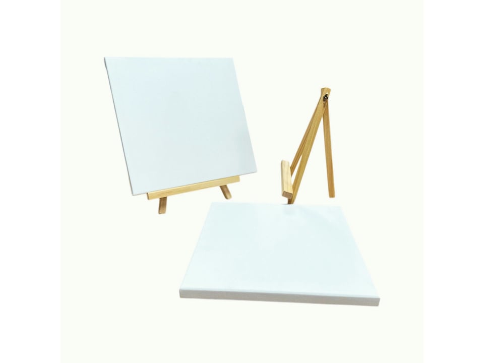 image 1 of 25x25cm Canvas Easel Set | White