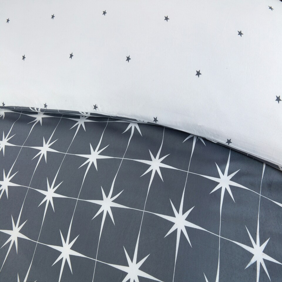 image 1 of Northern Stars Microfibre Complete Duvet Set with Pillowcase and Fitted Sheet Grey | Double