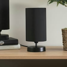 ValueLights Francis Matte Black Touch Table Lamps Black Shades